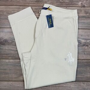 Polo Ralph Lauren Mens Joggers Size 2XLT Beige Big Pony Fleece Sweatpants NWT